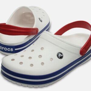 Crocs Unisex-Adult Crocband Clog, White/Blue Jean, 8 Women 6 Men US